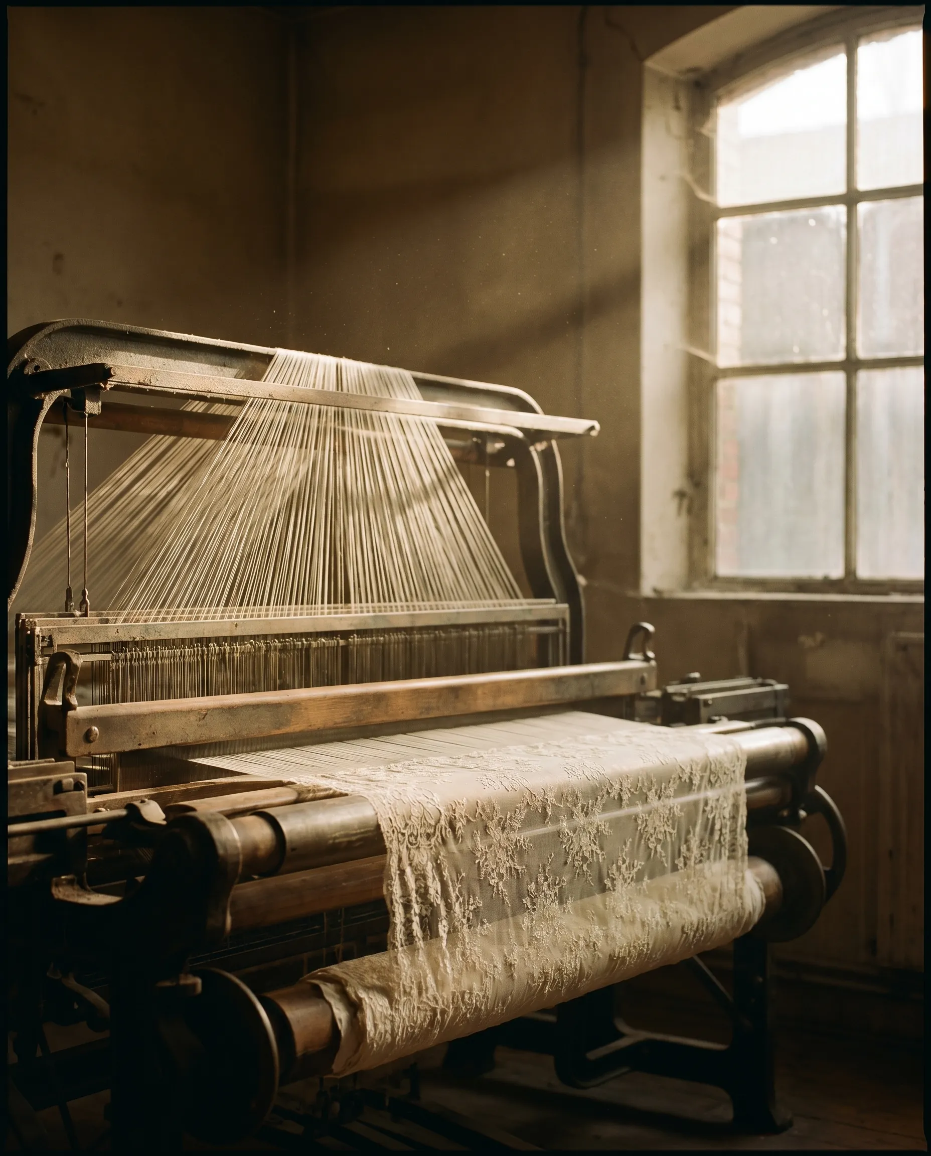 Lace fabric detail at Maison Rima